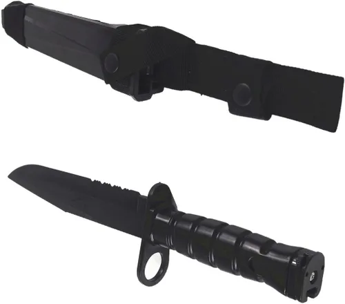 Vista 17 de Cuchillo bayoneta Toonol de plástico para entrenamiento táctico con vaina 1 pieza M9-negro