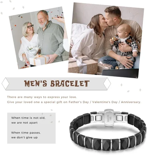 Vista 4 de Elegante pulsera negra para hombre accesorio elegante y refinado para hombres, diseño duradero, idea de regalo para marido, novio, hijo, moderno