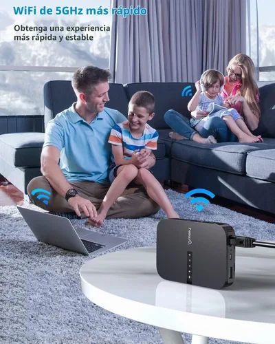 Vista 7 de NEWQ Filehub AC750 Router de viaje: lector de tarjetas SD de disco duro portátil y mini extensor de rango WiFi para viajes Disco duro externo