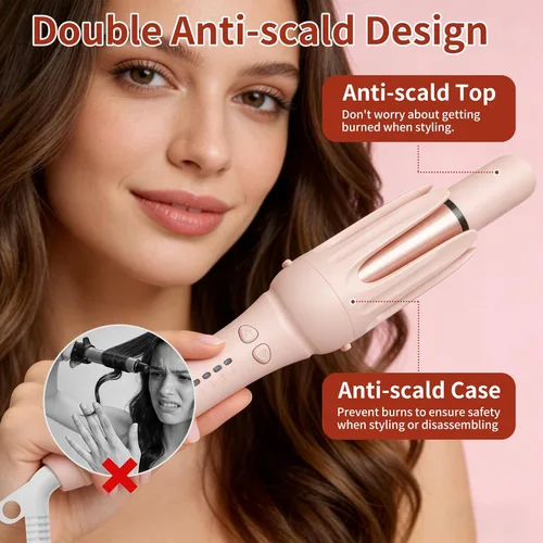 Vista 4 de INK-EEZE 3 in 1 Auto Rotating Curler Set, 32mm/25mm & Straight Comb