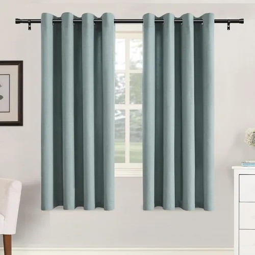 Vista 28 de H.VERSAILTEX Cortinas de cocina texturizadas de lino natural con ojales de 45 pulgadas de largo, lino sintético grueso para oscurecer la habitación