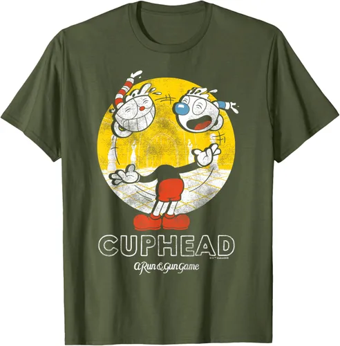 Vista 3 de Cuphead Camiseta con Mugman Head Malabarismo Negro