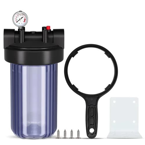 Vista 10 de PUREPLUS Filtro de agua para toda la casa de 1 etapa, con filtro de agua reductor de hierro y manganeso, carcasa universal de cartucho de 10" x
