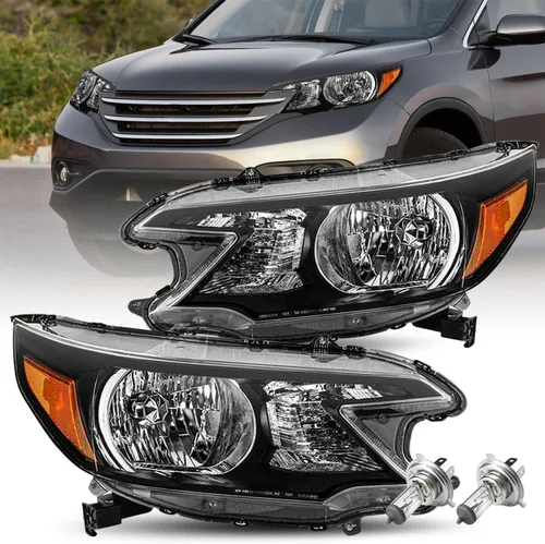 Vista 8 de JSBOYAT Conjunto de Faros Delanteros de Reemplazo para Honda CR-V 2012-2014 Faro Delantero Lámpara Halógena con Bombillas, Carcasa Negra con Carcasa