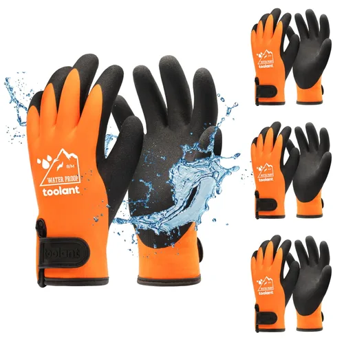 Vista 10 de Guantes impermeables para hombres y mujeres, guantes para congelador con agarre, doble recubrimiento de nitrilo para repelente extremo al aceite