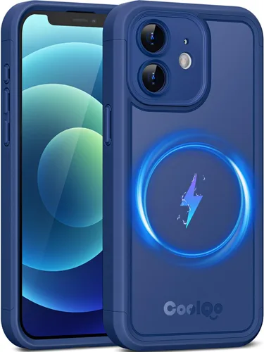 Vista 17 de COOLQO Funda magnética para iPhone 12, doble capa mate resistente a los arañazos, color negro