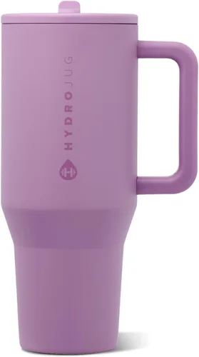 Vista 63 de HydroJug Traveler - Botella de agua de 40 onzas con asa y pajita abatible - Cabe en portavasos, vaso resistente a fugas - Reutilizable, aislado