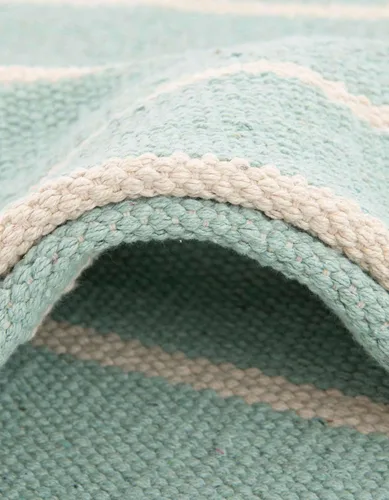 Vista 7 de Unique Loom Chindi Cotton Collection - Alfombra de área - Sophie (2 pies 2 pulgadas x 6 pies 1 pulgada, color aguamarina y blanco)
