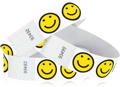 Vista 19 de 500 pulseras Tyvek con globos de Wristco para eventos, cómodas pulseras de papel resistentes a desgarros, pulseras de identificación