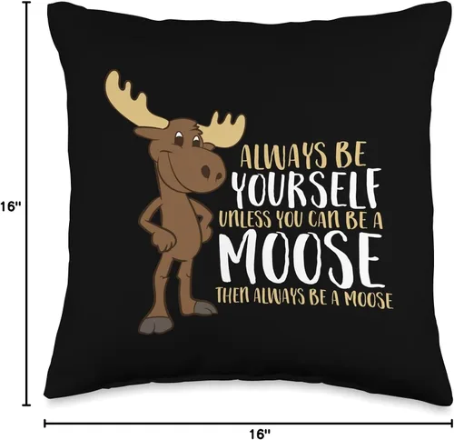 Vista 4 de Cute Moose Gifts And Tees Always Be Yourself a menos que puedas ser un alce almohada de 15.7 x 15.7 in, multicolor