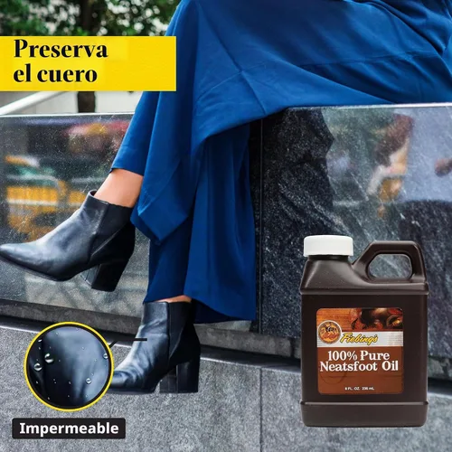 Vista 2 de Fiebing's Aceite 100% puro de pie de gato, conservante de cuero natural, 8 onzas líquidas