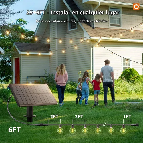 Vista 7 de addlon Cadena de luces solares para exteriores de 25 pies con alimentación solar, resistente al agua con control remoto, cadena de luces solares