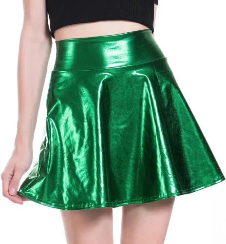 Vista 3 de Falda de disfraz de alienígena para mujer con diadema y gafas para fiesta Verde