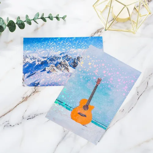 Vista 7 de Nihuecne 24 hojas de papel adhesivo de vinilo imprimible tamaño A4 (8.25 x 11.7 pulgadas), papel adhesivo holográfico brillante, autoadhesivo