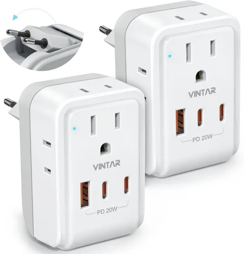 Vista 7 de VINTAR Adaptador tipo M para Sudáfrica, paquete de 2 enchufes plegables