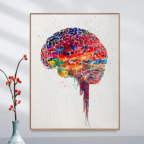 Vista 3 de QAZWSX Kit de pintura de diamantes, acuarela cerebro 5D, pintura artística de diamante DIY, para adultos y niños, 12 x 16 pulgadas