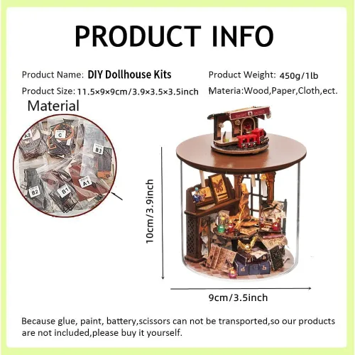 Vista 4 de Kit de casa de muñecas en miniatura estereoscópica 3D, juguetes de montaje, muebles de madera modelo DIY para regalos de creatividad del día de San