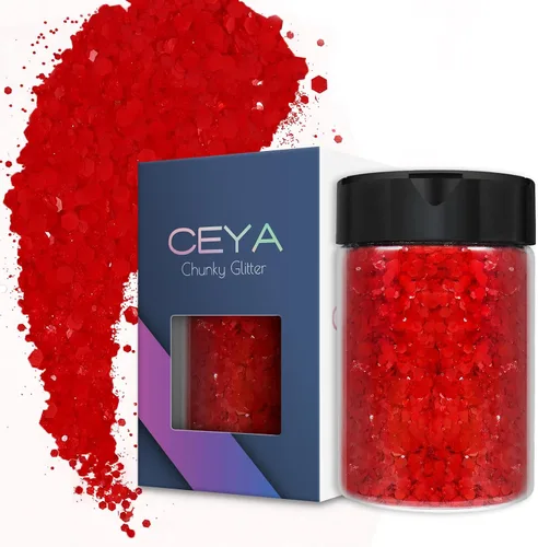 Vista 19 de Ceya Juego de purpurina gruesa de 32 colores, 11.28 onzas/11.29 oz de purpurina para manualidades en polvo mezclado con copos gruesos y finos cada