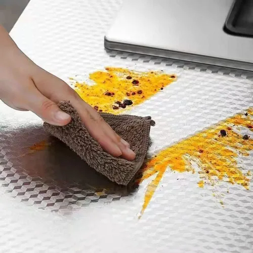 Vista 5 de Adhesivo de Papel de Aluminio Impermeable y Resistente al Aceite para Cocina, Papel Tapiz de Cuadros Despegable y Adhesivo, Papel Removible