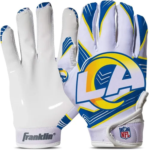 Vista 14 de Franklin Sports - Guantes de receptor de fútbol americano juvenil de la NFL, par de guantes de fútbol para niños con logotipos de equipos de la NFL