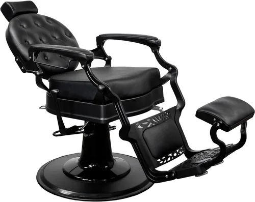 Vista 5 de Berkeley Truman - Silla de peluquero vintage, silla de peluquero reclinable, resistente, asiento negro, marco negro