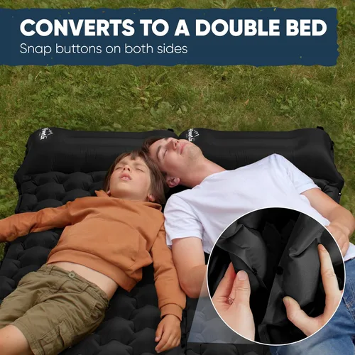 Vista 4 de POWERLIX Paquete de 2 almohadillas para dormir para acampar, con almohada integrada, colchoneta inflable para campamento, ligera, compacta