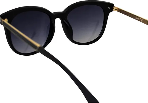 Vista 5 de AlterImage Allure Fashion - Gafas de sol retro para mujer, montura negra, con patillas de metal de doble color y lentes degradadas ahumadas, negro