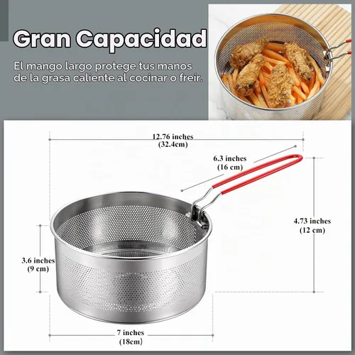 Vista 2 de Cesta para freír 7 pulgadas, cesta de freidora de acero
