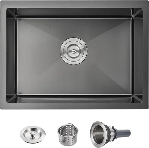 Vista 13 de POPFLY Fregadero de barra de 15 pulgadas, fregadero de cocina pequeño negro de 15 x 15 pulgadas, fregadero de preparación de barra de cocina