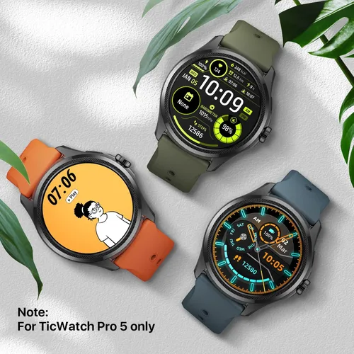 Vista 6 de Ticwatch Pro 5 - Correa de repuesto para reloj inteligente, 0.945 in de ancho, correa de reloj de silicona de liberación rápida, solo para reloj Pro
