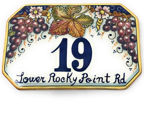 Vista 5 de CERAMICHE D'ARTE PARRINI - Azulejo de cerámica italiana de cerámica personalizada Número de casa placas de dirección cívica decoradas uva pintada a