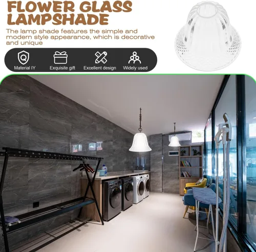 Vista 7 de Pantalla decorativa de cristal transparente con forma de campana pequeña, accesorio de luz resistente al desgaste para lámparas de mesa y techo