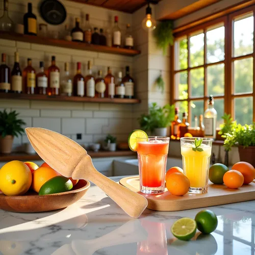 Vista 2 de Exprimidor de cítricos de madera, escariador manual de naranja limón con agarre ergonómico, herramienta exprimidora de frutas duradera