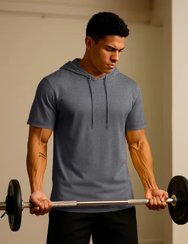 Vista 3 de TACVASEN Short Sleeve Hoodies for Men Cotton Hoodies Summer Sweatshirt Lightweight Breathable Workout Shirts Pullover