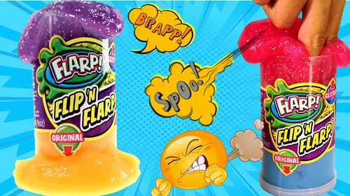 Vista 5 de JA-RU Flip & Flarp - Masilla de ruido para niños, paquete doble, original y purpurina (1 paquete surtido), fabricante de ruido de gas fart, limo