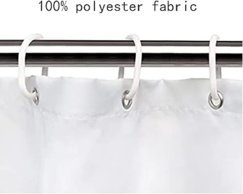 Vista 8 de Cortina de ducha de lunares negros para baño, diseño pequeño y moderno de lunares negros sobre blanco, tela de poliéster impermeable para niños, 72