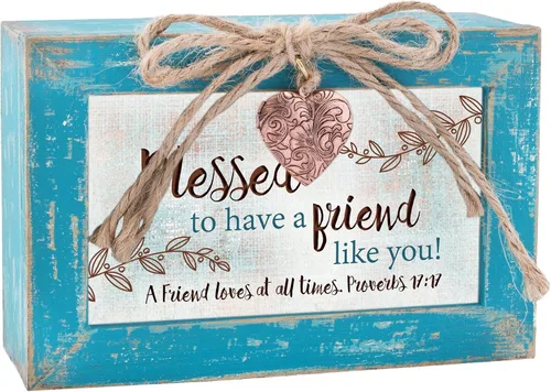 Vista 3 de Cottage Garden Blessed to Have Friend Like You - Caja de música de joyería envejecida verde azulado que reproduce a un amigo en Jesús