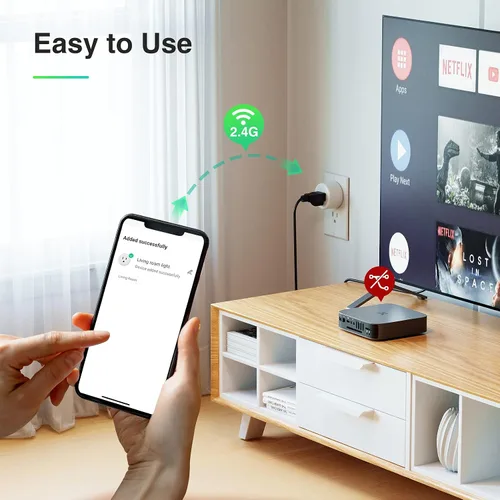 Vista 4 de Enchufe inteligente, enchufe de salida WiFi compatible con Alexa Google Home, no requiere concentrador, enchufe de protección contra sobretensiones