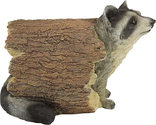 Vista 5 de Design Toscano Bandit the Raccoon - Estatua de animal de jardín para interiores y exteriores, 10 pulgadas de largo, resina de piedra fundida