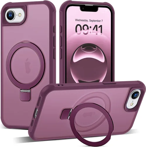 Vista 179 de SKYLMW - Funda compatible con iPhone 11 de 6.1 pulgadas, con soporte magnético invisible tipo anillo, funda translúcida de grado militar, compatible