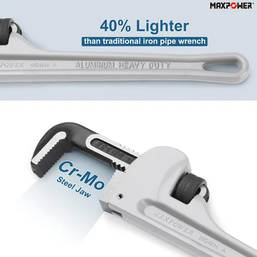 Vista 2 de MAXPOWER Llave de tubo de 14 pulgadas, capacidad de mandíbula de 2 pulgadas