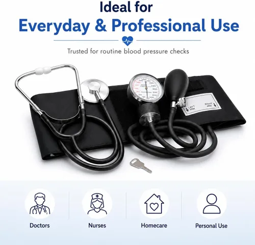Vista 5 de NOVAMEDIC NM-9186 - Kit de máquina manual de presión arterial y estetoscopio para adultos, monitor de presión arterial superior del brazo con puño