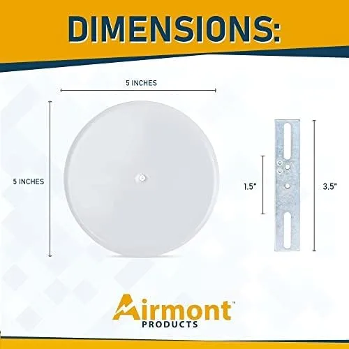 Vista 2 de AP-12077 - Cubierta de techo de 5 pulgadas con tornillo central, se adapta a caja eléctrica de 3-1/4 a 4 pulgadas, soporte ajustable para espacio