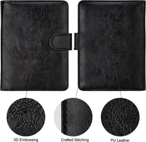 Vista 2 de WALNEW Funda para pasaporte de viaje, pasaporte, tarjetero, cartera