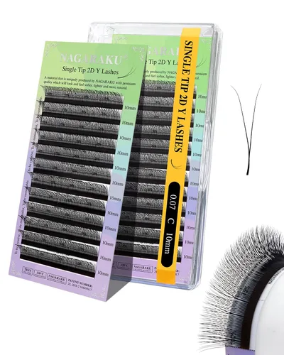 Vista 165 de NAGARAKU YY - Extensiones de pestañas, suministros Y, Lash 4D, Easy Fan, pestañas cruzadas de volumen ruso, pestañas YY, tejidas a mano, malla