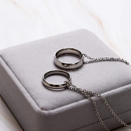 Vista 7 de Fanery Sue - Anillo personalizado para parejas anillos colgantes