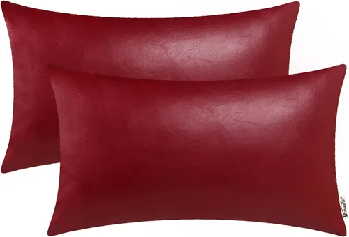 Vista 33 de BRAWARM Fundas de almohada de cuero sintético de 16 x 16 pulgadas - Juego de 2 fundas de almohada de cuero negro, fundas de almohada de cuero teñido
