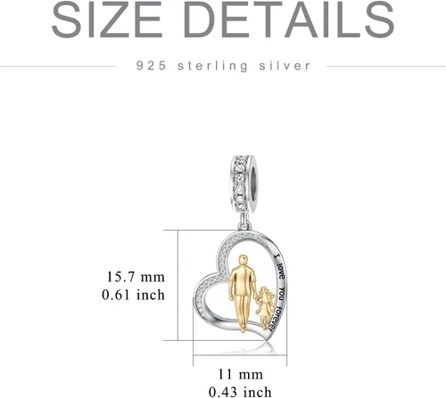 Vista 27 de PROESS Dije para padre, madre e hija, pulsera de plata de ley para pulseras, regalos de cumpleaños, día de San Valentín, para hija, madre, amante