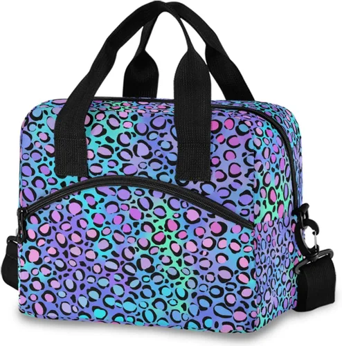 Vista 29 de MNSRUU Bolsa de almuerzo aislada murciélagos y flores vintage mujeres hombres tela tote enfriadora para cena bolsa reutilizable a prueba de fugas