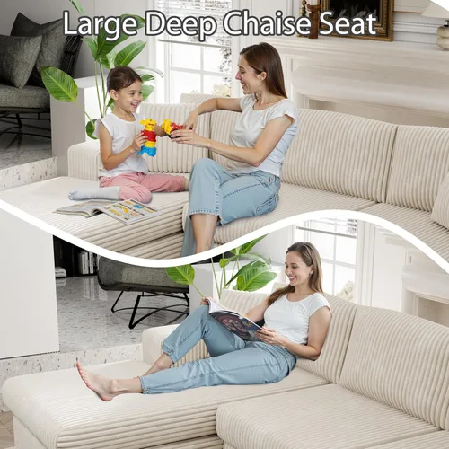 Vista 5 de Sofá modular modular de 105 pulgadas para sala de estar, sofá modular en forma de L con asiento profundo, sofá de espuma de nube con diván de gran